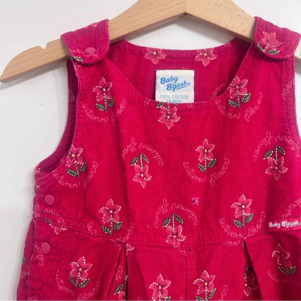 Vintage baby bgosh Oshkosh corduroy floral pink overalls size 18 months